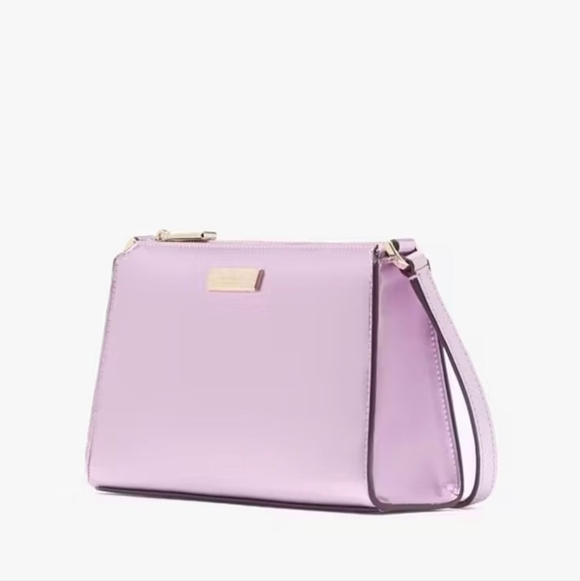 NWT Kate Spade Kenzie GLITTERED Patented Fabric In Quartz Pin Crossbody - Picture 3 of 9